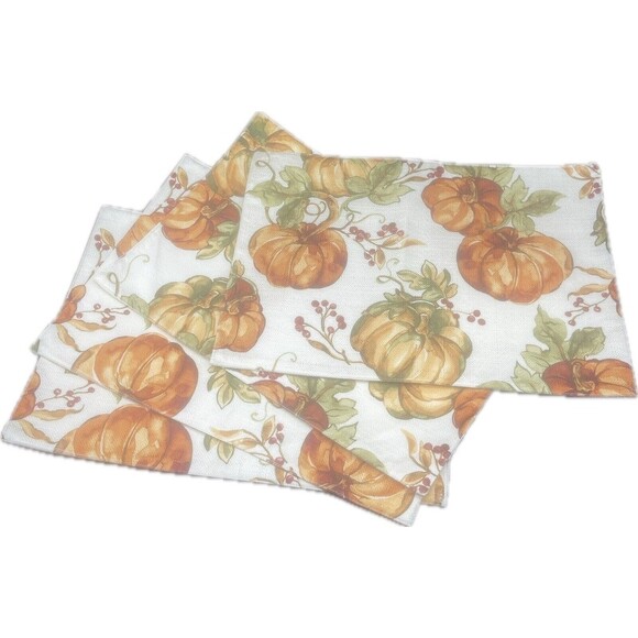 Unbranded Other - PUMPKIN Fall Rectangular Fabric Placemats 18” X 13” Set Of 4